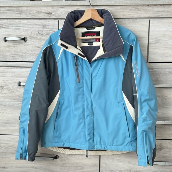 Super high quality Karbon unisex ski jacket size 10, bue, cream gray and orange. - Picture 1 of 8